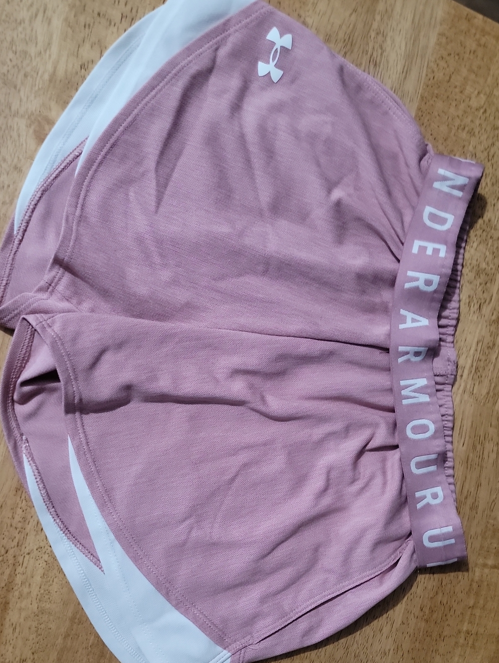 Under Armour Dusty Pink Running Shorts with White Trim